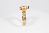 Yellow Gold Pear Diamond Peruvian Textile Inspired Engagement Ring Kris Averi 