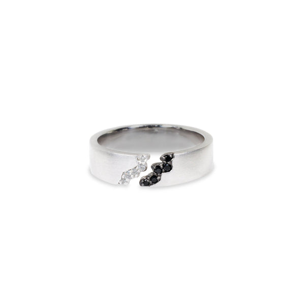 Abyss Chasm Band Ring with White and Black Diamond Pave Kris Averi White Gold 4 