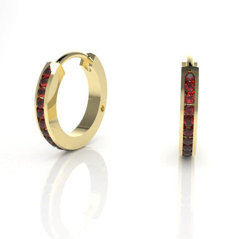 Acies Edge Hoop Earrings with Rubies Kris Averi Yellow Gold 