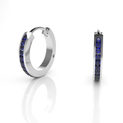 Acies Edge Hoop Earrings with Sapphires Kris Averi Sterling Silver 