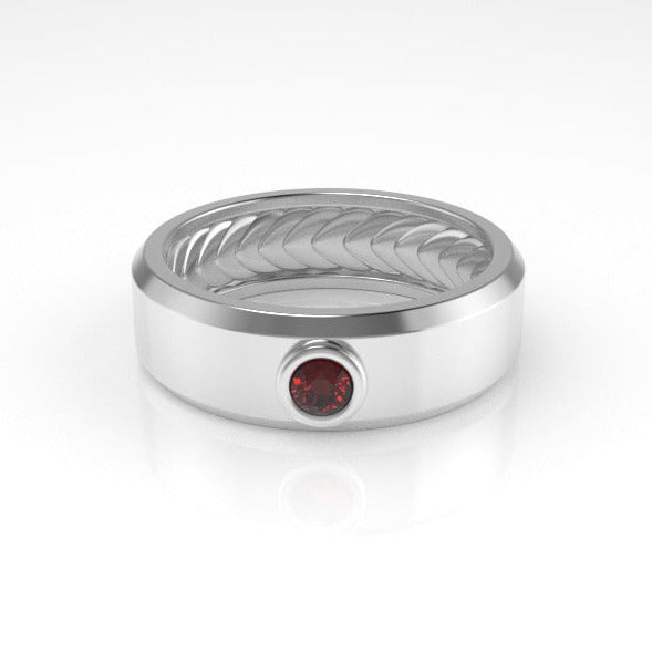 Acies Hidden Hydra Band Ring with a Solitaire Ruby Kris Averi Sterling Silver 4 