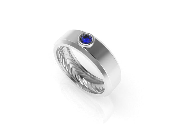 Acies Hidden Hydra Band Ring with a Solitaire Sapphire Kris Averi 