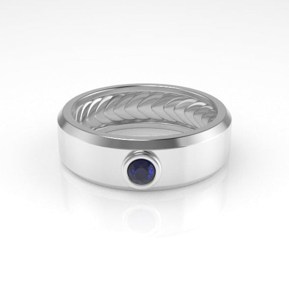 Acies Hidden Hydra Band Ring with a Solitaire Sapphire Kris Averi Sterling Silver 4 