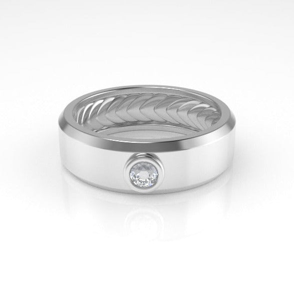 Acies Hidden Hydra Band Ring with a Solitaire White Diamond Kris Averi Sterling Silver 4 