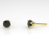 Aedis Fleur Stud Earrings with Black Diamonds Kris Averi Yellow Gold 