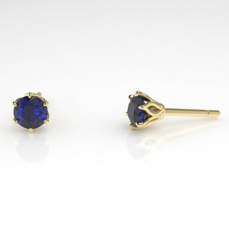 Aedis Fleur Stud Earrings with Sapphires Kris Averi Yellow Gold 