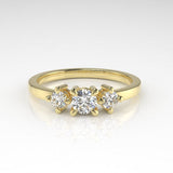Aedis Petite Three-Stone Ring with Round White Diamonds Kris Averi Yellow Gold 4 