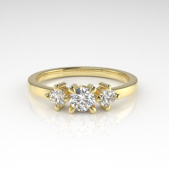 Aedis Petite Three-Stone Ring with Round White Diamonds Kris Averi Yellow Gold 4 
