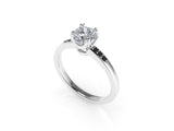 Aedis Vine Solitaire Basket Ring with a Round White Diamond and Black Diamond Pave Kris Averi 