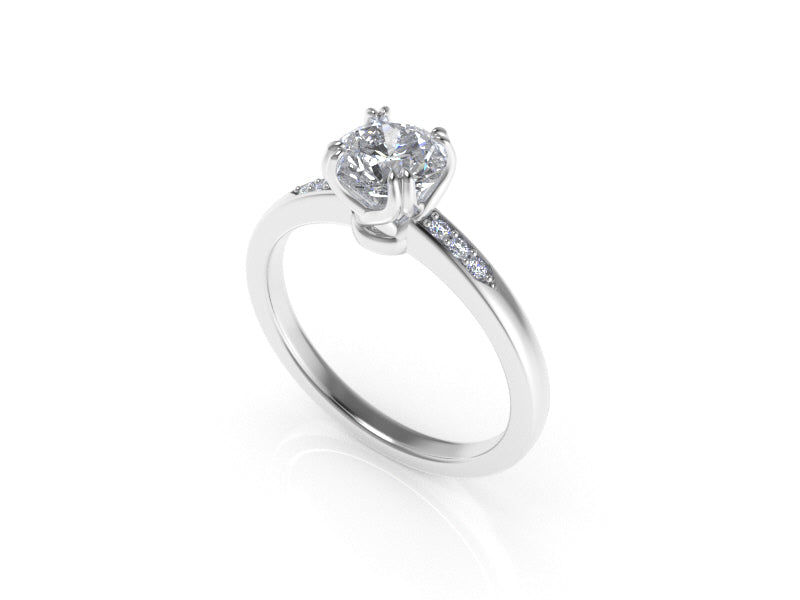 Aedis Vine Solitaire Basket Ring with a Round White Diamond and Pave Kris Averi 