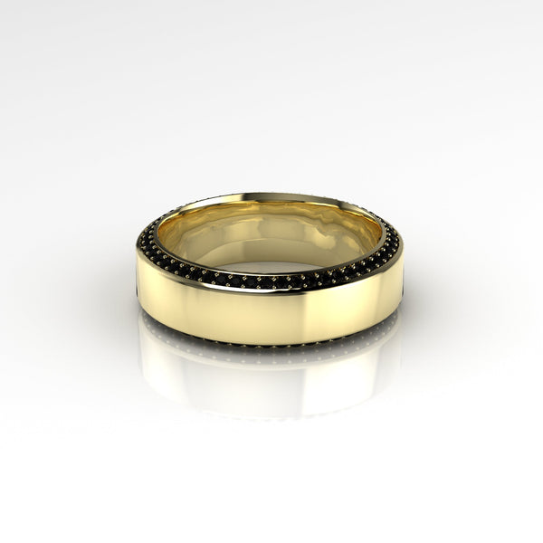 Aedis Zenith Band Ring with Black Diamond Pave Kris Averi Yellow Gold 4 