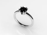 Aedis Zenith Solitaire Ring with a Round Black Diamond and Black Diamond Pave Kris Averi 
