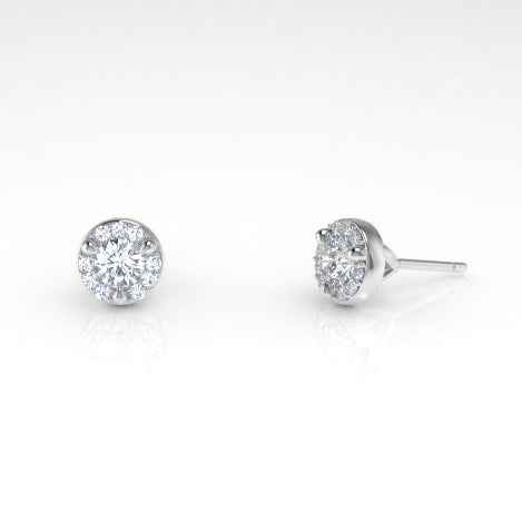 Arcus Halo Stud Earrings with White Diamonds Kris Averi White Gold 