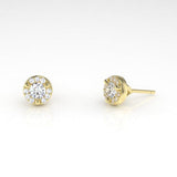 Arcus Halo Stud Earrings with White Diamonds Kris Averi Yellow Gold 