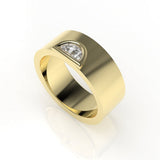 Astria Half Moon Band Ring with a White Diamond Kris Averi Yellow Gold 4 