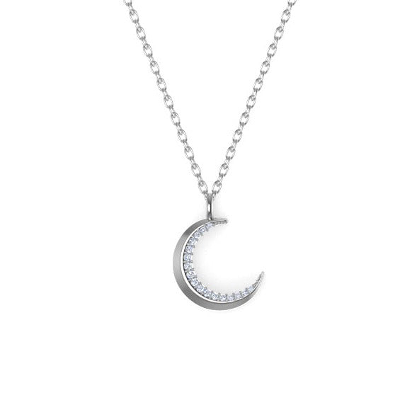 Astria Luna Pendant with White Diamonds Kris Averi Sterling Silver 1.1mm, 18" 