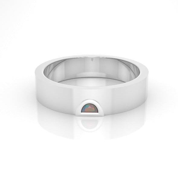 Astria Petite Half Moon Band Ring with an Opal Kris Averi Sterling Silver 4 