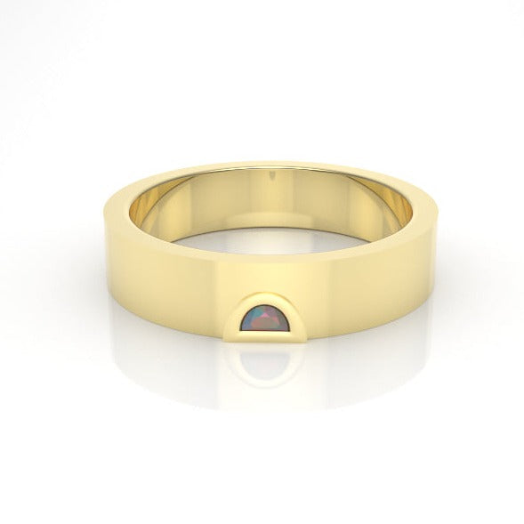 Astria Petite Half Moon Band Ring with an Opal Kris Averi Yellow Gold 4 