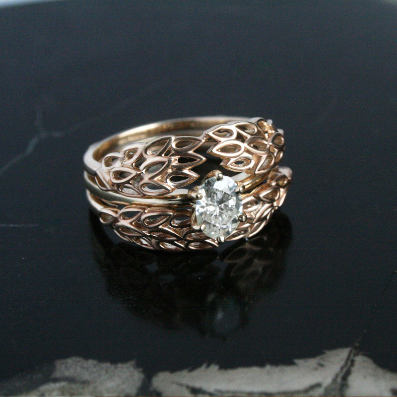 Branch Guard Wedding Band with Solitaire Kris Averi 