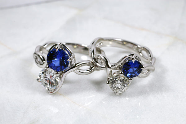 Ceylon Sapphire and Diamond Engagement Ring Celtic Inspired Rings Kris Averi 