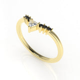 Dione Calypso Band Ring with White and Black Diamonds Kris Averi Yellow Gold 4 