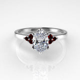 Dione Calypso Ring with an Oval White Diamond and Rubies Kris Averi Platinum Lab Diamond 4