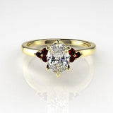 Dione Calypso Ring with an Oval White Diamond and Rubies Kris Averi Yellow Gold Lab Diamond 4