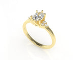 Dione Calypso Ring with an Oval White Diamond and Side Stones Kris Averi 