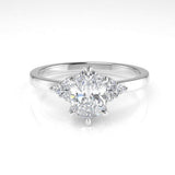Dione Calypso Ring with an Oval White Diamond and Side Stones Kris Averi Platinum Lab Diamond 4
