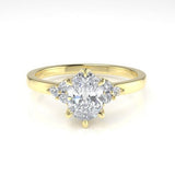 Dione Calypso Ring with an Oval White Diamond and Side Stones Kris Averi Yellow Gold Lab Diamond 4