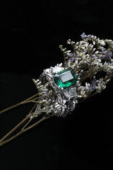 Emerald and Cat Engagement Ring Set Kris Averi 