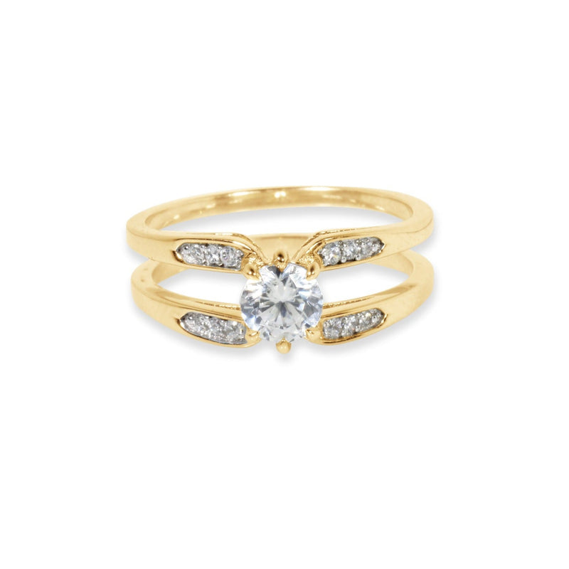 Interlock Liminal Basket Ring with White Diamonds Kris Averi Yellow Gold Lab Diamond 4