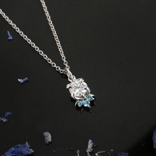 Memorial Diamond Necklace with Aquamarine Birthstones Kris Averi 