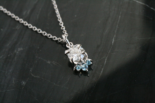 Memorial Diamond Necklace with Aquamarine Birthstones Kris Averi 