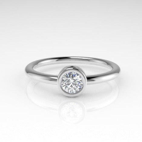 Niyol Bezel Solitaire Ring with White Diamond Kris Averi White Gold 4 