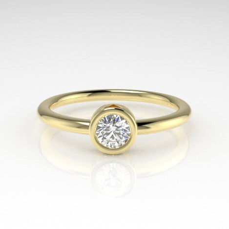 Niyol Bezel Solitaire Ring with White Diamond Kris Averi Yellow Gold 4 