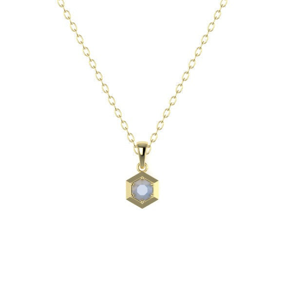 Niyol Hexi Pendant with a Moonstone Kris Averi Yellow Gold 1.1mm, 18" 