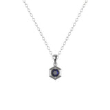 Niyol Hexi Pendant with a Sapphire Kris Averi Sterling Silver 1.1mm, 18" 