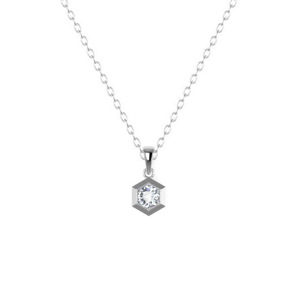 Niyol Hexi Pendant with a White Diamond Kris Averi Sterling Silver 1.1mm, 18" 