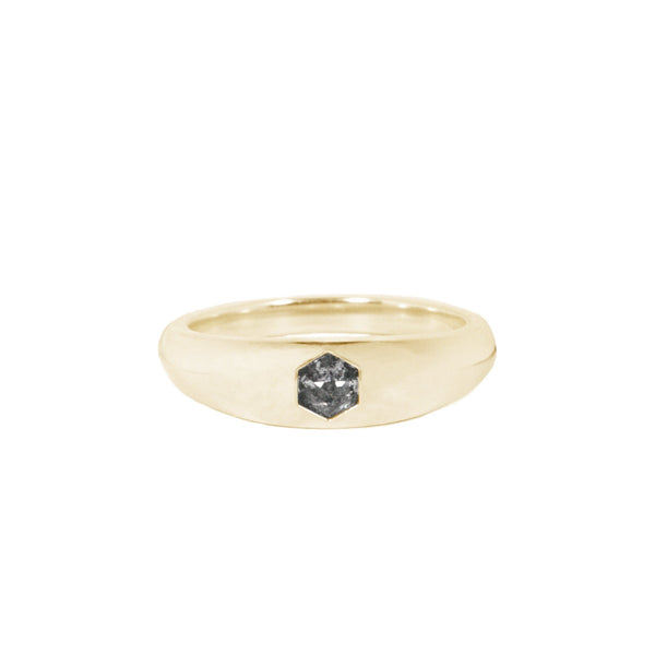 Niyol Hexi Ring with a Solitaire Grey Diamond Kris Averi Yellow Gold 4 