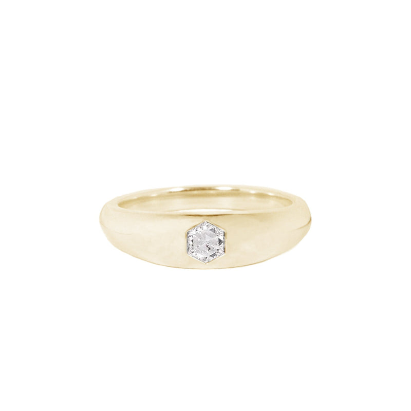 Niyol Hexi Ring with a Solitaire White Diamond Kris Averi Yellow Gold 4 