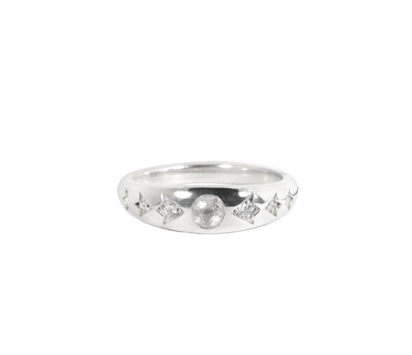 Niyol Orb Ring with White Diamonds Kris Averi Sterling Silver 4 