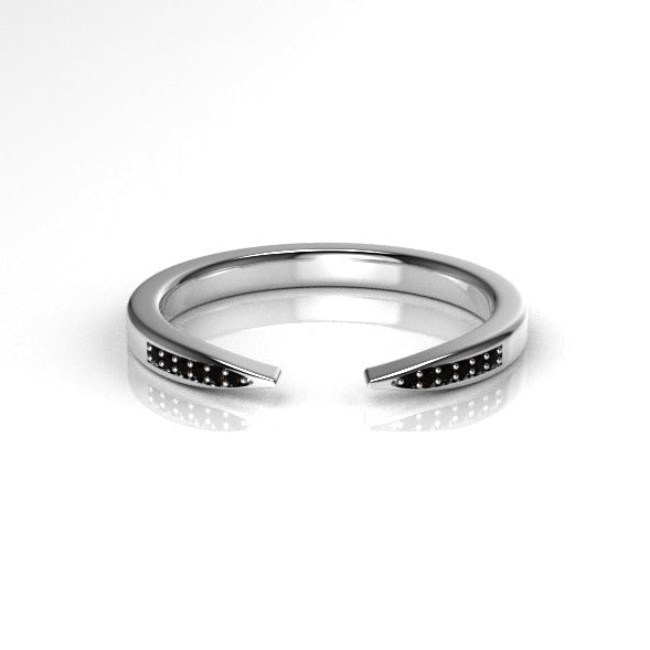 Open Talos Ring with Black Diamonds Kris Averi Sterling Silver 4 