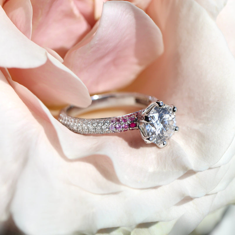 Pink Spinel Engagement Ring with a Dainty Diamond Lineup – ARTEMER