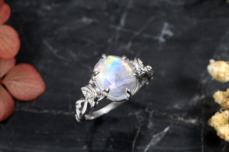 925 Sterling Silver Pear Moonstone Engagement Ring 14K White Gold Finish  Ring | eBay