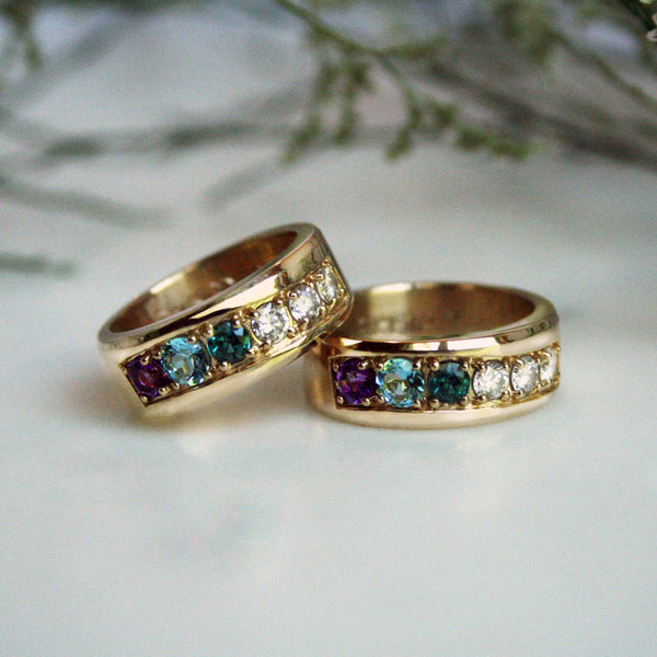 Redesigned Heirloom Band Rings with Birthstone and Diamond Kris Averi 