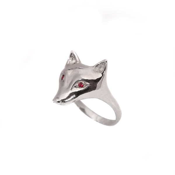 Sauvage Canis Ring with Eyes of Ruby Kris Averi Sterling Silver 4 
