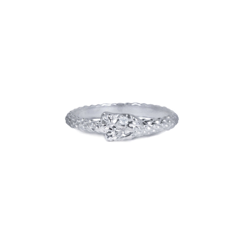 Sauvage Ouroboros Ring with an Eye of White Diamond Kris Averi Sterling Silver 4 