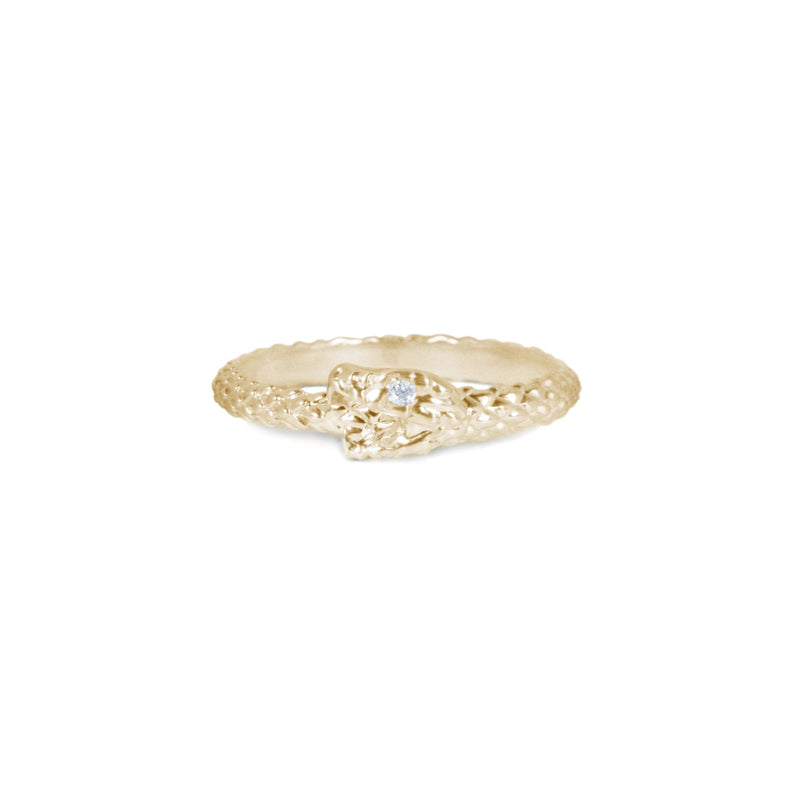 Sauvage Ouroboros Ring with an Eye of White Diamond Kris Averi Yellow Gold 4 