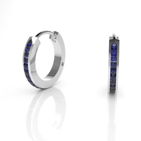 Single Acies Edge Hoop Earring with Sapphires Kris Averi Sterling Silver 